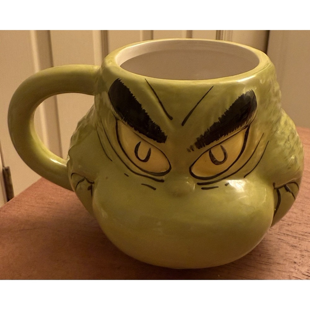 Grinch Coffee Mug Sculpted 3D Ceramic Cup 16oz Dr Seuss Enterprises Christmas